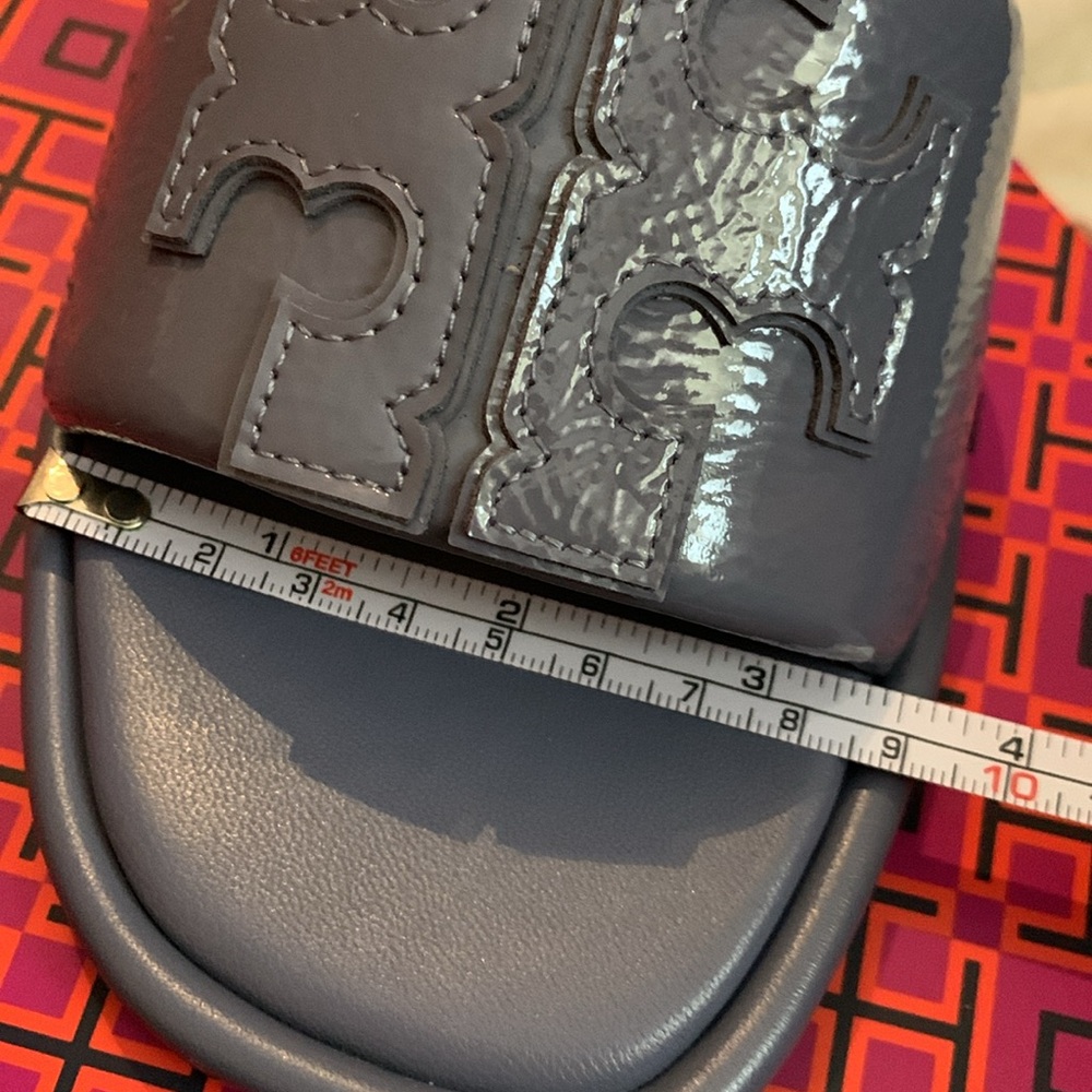 Tory Burch Double T Logo Flat Slide Sandals - Picture 9 of 9